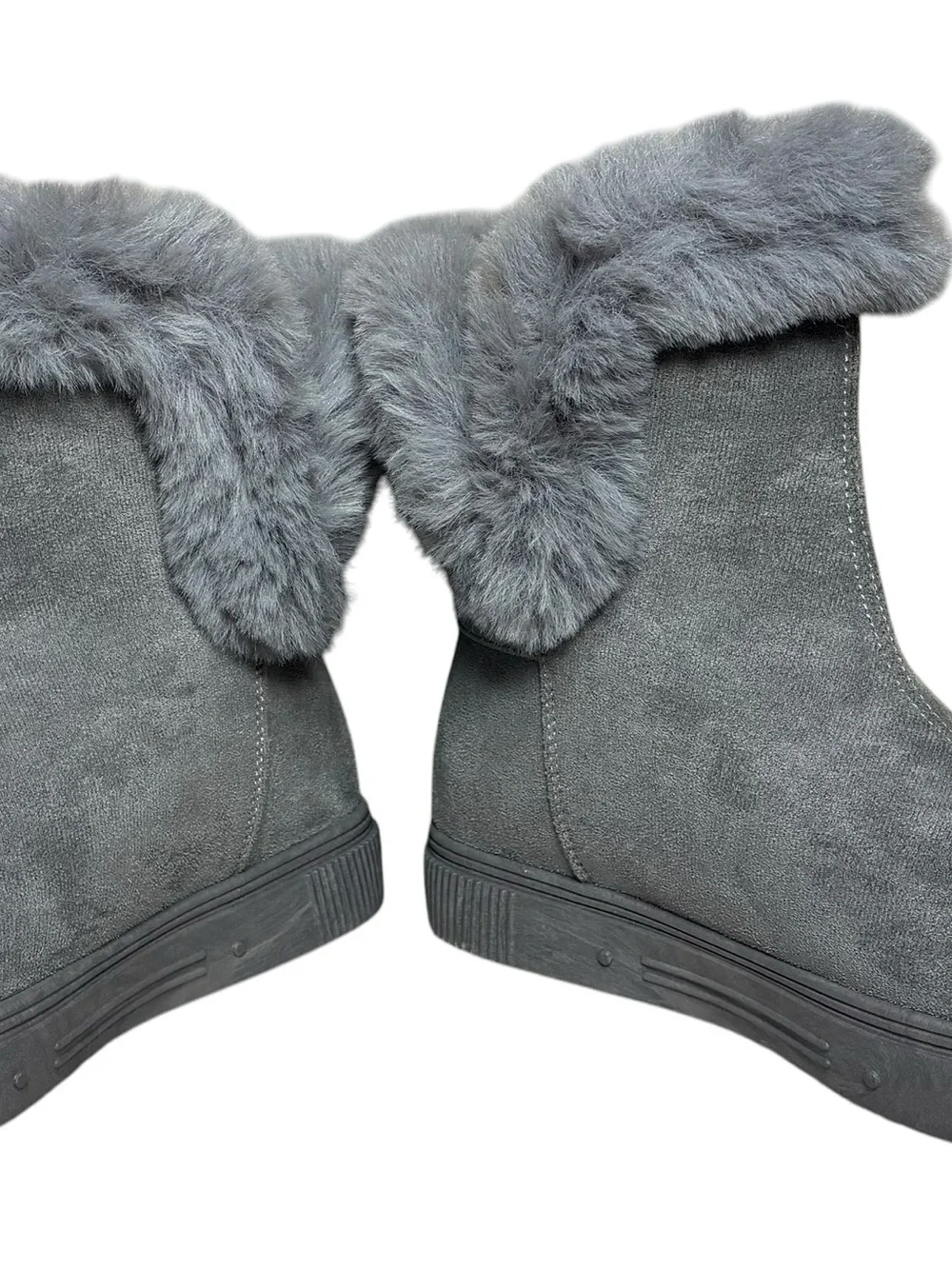 Clarks Gray Faux Fur Trim Winter Ankle Boots
